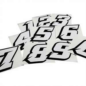 Adesivo 3D XGS <span class=keywords><strong>DECAL</strong></span> 2403NB de 100mm de Altura para Moto e Carro, Vinil Recortado, Dupla Camada, Número de Corrida Branco, Preto, Fibra de Carbono - Product Image 2