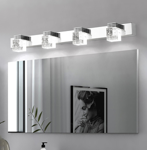 Lampe murale de luxe en cristal à bulles, miroir LED éclairé, intérieur, salle de bain, toilettes, étanche, 3 ampoules, luminaire mural - Product Image 1