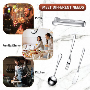 Juego de 14 Piezas de Cuchillos para Queso y Untar Mantequilla de Acero Inoxidable, Cuchillo para Mantequilla, Pinza para Hielo, Cuchara para Café, Pinza para Cubos de Azúcar - Product Image 3