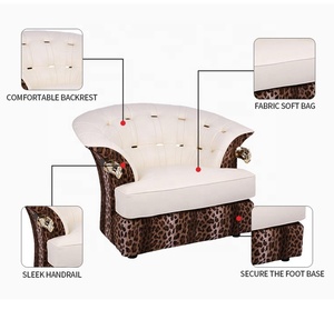 ชุดเฟอร์นิเจอร์ห้องนั่งเล่นทำจากไม้กำมะหยี่พิมพ์ลายเสือดาวด้วยหนังสีขาวทองแดงหรูหราทันสมัย - Product Image 5