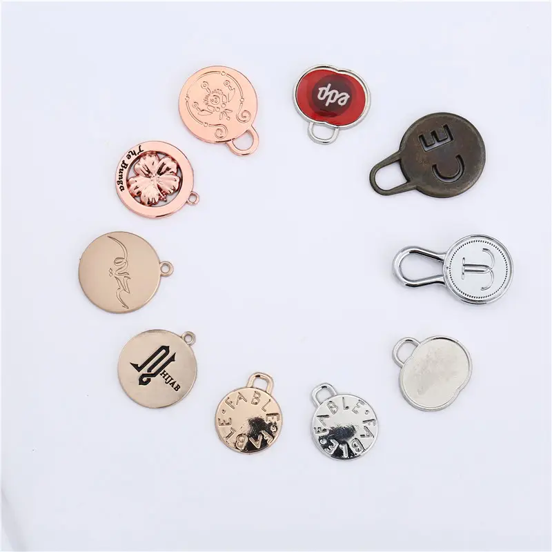 Personalized Zinc Alloy Round Engraved Logo Metal Pendant Charm for jewelry accessories