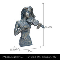 Patung Figur Band Saksofon Biola Resin Buatan Tangan Kreatif Dekorasi Rumah Ornamen Pernikahan