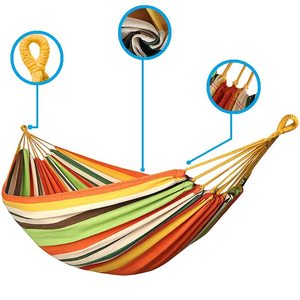 Hamaca de exterior a rayas de colores, 200x80cm, con bolsa de transporte, para acampar, jardín, relajación - Product Image 3