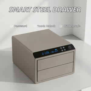 Steel Double Layer Cabinet Storage <strong>Wardrobe</strong> <strong>Hardware</strong> with Fingerprint Access and Single Damper Track Slider - Product Image 2