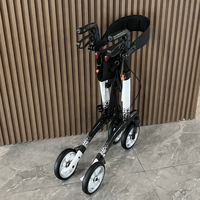 Déambulateur en fibre de carbone ultra-léger avec siège, déambulateur à 4 roues de qualité supérieure pour personnes âgées, aide à la marche pliable de luxe