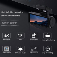 Caméra de tableau de bord de voiture 4K+1080P interpolée avec double objectif grand angle avant/arrière, écran IPS, WiFi, GPS, vision nocturne, enregistreur vidéo pour BMW