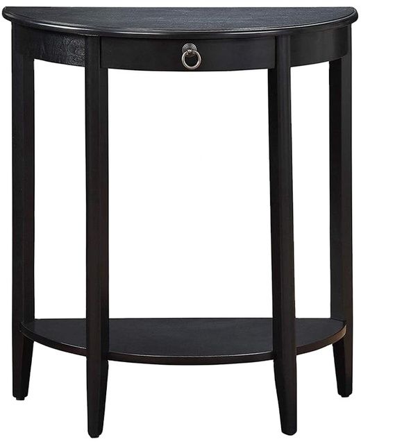 Stronger Half Moon Shape Console Table with Bottom Shelf Thicken Solid Wood Sofa Table Side Table for Entryway Livi