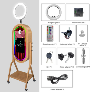 Miroir photo vintage en bois de 21,5'' avec support d'imprimante, coque de photomaton, écran tactile LCD <span class=keywords><strong>pour</strong></span> événements de mariage - Product Image 3