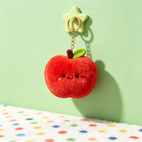 Porte-clés en peluche personnalisé Kawaii en forme de fruit, pomme rouge mignonne, pendentif de sac en peluche douce, vente en gros de jouets porte-clés en peluche personnalisés
