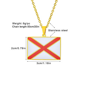 Collares al por mayor de acero inoxidable esmaltado con 50 banderas de Estados Unidos, colgantes de oro de 18 quilates de Alaska, Arizona, Hawái, Ohio - Product Image 4