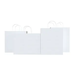 White Kraft Wholesale Grocery Gift In Stock Paper Bag with Handle Cheap Price Business Shopping Take away Bag