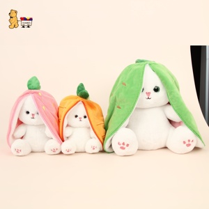 Super doux PP coton lapin jouets peluche lapin avec <span class=keywords><strong>carotte</strong></span> longue peluche fermeture éclair jouet matériau en caoutchouc Durable - Product Image 2