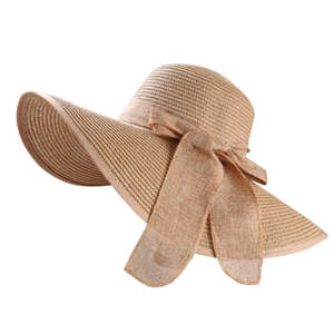 Sombrero de ala ancha plegable <span class=keywords><strong>con</strong></span> lazo grande de verano para mujer Sombrero de <span class=keywords><strong>playa</strong></span> de paja para el sol - Product Image 1
