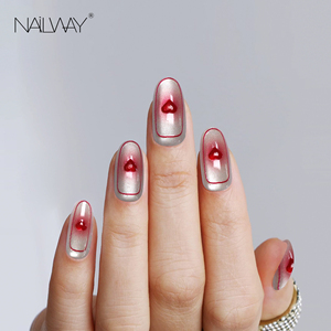 Nailway Amande 10Pcs <span class=keywords><strong>Faux</strong></span> <span class=keywords><strong>Ongles</strong></span> Dégradé Rouge Couleur 3D Coeur Conception Doux <span class=keywords><strong>Gel</strong></span> <span class=keywords><strong>Faux</strong></span> <span class=keywords><strong>Ongles</strong></span> <span class=keywords><strong>Coller</strong></span> sur les <span class=keywords><strong>Ongles</strong></span> - Product Image 1