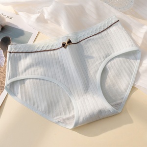 Braguitas de Algodón Acanalado para Mujer, Cintura Media, Lazo Dorado, Cintura Texturizada, Ropa Interior Suave y Transpirable para Uso Diario - Product Image 2