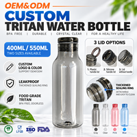 Bouteille d'eau réutilisable en Tritan, 400 ml et 550 ml, avec logo personnalisé, sans BPA, anti-fuite, avec 3 options de couvercle – Vente en gros