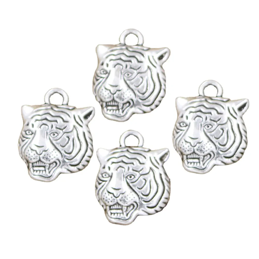 Encantos com raiva tigre cabeça 23x17mm Tibetano Cor Prata Pingentes Antique Jewelry Making DIY Artesanato Artesanal