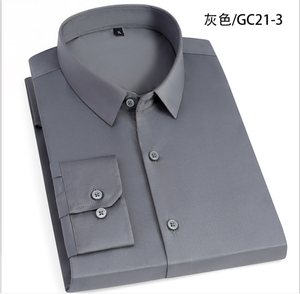 <span class=keywords><strong>Camicia</strong></span> a Maniche Lunghe da <span class=keywords><strong>Uomo</strong></span>, Slim Fit, Senza Stiratura, Casual, in Seta Elastica, per Uomini Giovani e di Mezza Età - Product Image 4