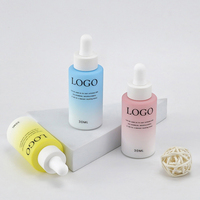 Nouvel emballage de bouteille en verre opale de cylindre dégradé de 30ml avec bouchon compte-gouttes pour l'emballage de soins de la peau cosmétiques de luxe
