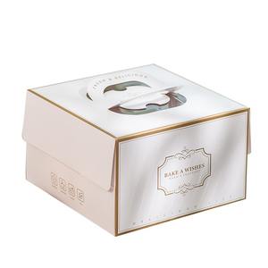 High Quality Eco-Friendly Recycled Paperboard Square Cake <b>Boxes</b> with Handle Window UV Coating Matt Lamination for Food Packaging - Product Image 1