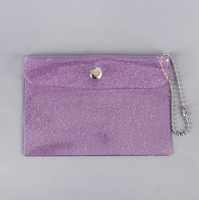 Grosir tombol Snap Mini portabel dompet PVC sederhana kantong pelindung kartu Bank casing kartu Glitter transparan