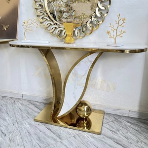 Xuanzhen Living Room Furniture <strong>Marble</strong> <strong>Console</strong> <strong>Tables</strong> Modern Luxury Gold Metal Entryway Hallway <strong>Table</strong> Entrance <strong>Table</strong> with Mirror - Product Image 3