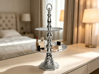 Support de plateau en métal texturé martelé, plateau de présentation multi-usages pour desserts, bijoux, décoration de table de mariage ou de fête