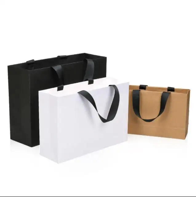Производство бумажных пакетов, экстра большие коричневые крафтовые сумки-переноски с закрученными ручками, 4 цвета, бумажные сумки для покупок с принтом