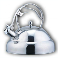 Bouilloire sifflante en acier inoxydable de 3,0 L avec poignée en plastique rouge, fond en bakélite et acier inoxydable, compatible induction