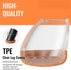 Petites protections de pieds de chaise pour sols en bois dur, capuchons ronds en silicone avec patins en feutre pour 15-25 pouces °   Jambes inclinées - Product Image 3