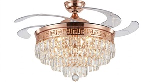 Luxury Crystal <b>LED</b> <b>Ceiling</b> Fan with Retractable Blades Remote Control Silent Chandelier <b>Light</b> for Home Decor Room usage - Product Image 2