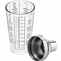 Ensemble de shakers à cocktails en verre avec échelle en oz/ml intégrée, recettes, jigger double, cuillère de bar pour la préparation de cocktails (Margarita, Mai Tai)