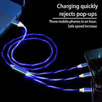 Cable de Carga LED 3 en 1 de Alta Calidad con Luz Fluida, Cable USB Luminoso 3 en 1 para Teléfonos Móviles, Computadoras y Escáneres de Código de Barras