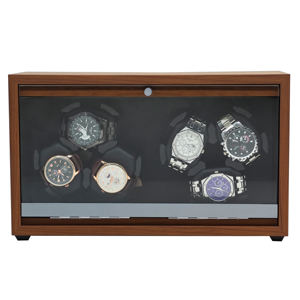 Scatola del Tempo Girevole di Lusso in Legno di Noce per 6 Orologi con Sportello in Vetro e Motore Silenzioso - Product Image 3