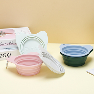 Bol pliable pour animaux de compagnie en silicone de qualité alimentaire, forme personnalisable, avec mousqueton, bol de voyage pliable pour chiens et chats - Product Image 5