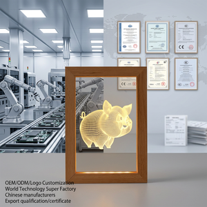 Lámpara Nocturna LED 3D con Marco de Madera en Forma de Cerdo, Alimentada por USB, Luces Decorativas para Habitación de Juegos, Lámpara Decorativa Portátil Recargable, Luz Ambiental - Product Image 1