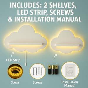 Paquete de 2 Estantes <span class=keywords><strong>Flotantes</strong></span> de Madera Modernos con Forma de Nube, Multifuncionales, para Habitación Infantil, Cocina, Baño, Dormitorio, Sala de Estar - Product Image 4
