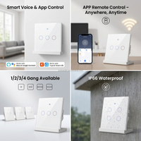 Interrupteur intelligent personnalisable à faible MOQ pour UE/Royaume-Uni, compatible Tuya Wifi Zigbee Matter Apple Homekit, 1/2/3/4 gangs avec ou sans neutre, avec ou sans condensateur