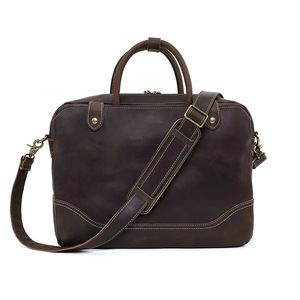 Maletín de cuero genuino Crazy Horse de gama alta para hombre, hecho a mano, para oficina, negocios, ordenador, portátil, funda, estilo Vintage, nailon - Product Image 5