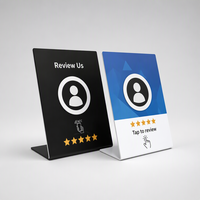 Support de Comptoir Moderne en PVC/PET Noir et Bleu pour Paiement RFID/NFC, Affichage et Collecte de Commentaires Clients pour Hôtels