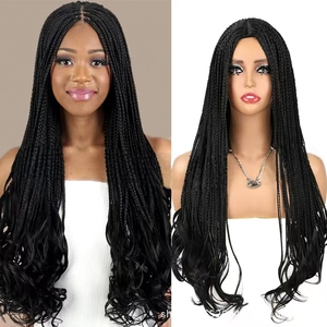 Extensión sintético de cabello trenzado de tres hebras rizadas francesas, fibra de alta temperatura, mecanismo de cola suelta, peluca alta para comercio exterior - Product Image 2