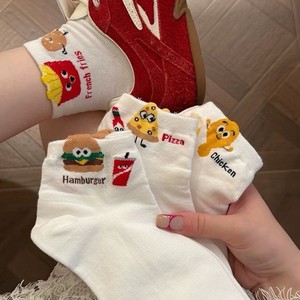 Calcetines tobilleros para mujer, diseño de dibujos animados de papas fritas blancas, estilo deportivo que absorbe el sudor, talla juvenil - Product Image 2