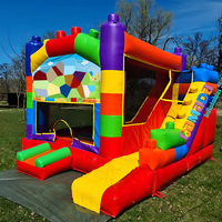 Château Gonflable avec Toboggan et Blocs - Combo Château Gonflable et Toboggan