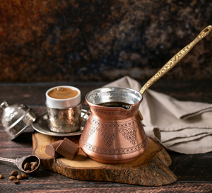 Cafetera de cobre turca hecha a mano con mango de latón, diseño de uva Ibrik Cezve <span class=keywords><strong>para</strong></span> auténtico café turco griego árabe - Product Image 6