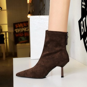 2026 New Retro Faux Suede Pointed Toe Thin Heel Versatile Elastic Ankle <b>Boots</b> - Product Image 6