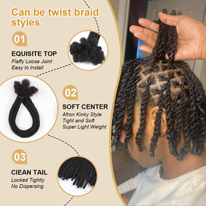 ส่วนขยาย Micro locs ผมมนุษย์แบบอินเตอร์หยิก100% ผมต่อแบบไม่ผ่านกระบวนการต่อผมมนุษย์ที่มีปลายหยิก - Product Image 6