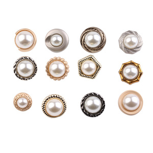 Pearl Alloy Buttons Round 1-Hole Nickel-Free With Feet For Women's Clothing - Product Image 1