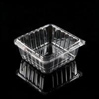 Conteneur en plastique PET pour fruits rouges, avec languettes d'ouverture facile, couvercle à charnière, recyclable, certifié ISO14001, qualité alimentaire, boîte pour fruits frais, vente en gros