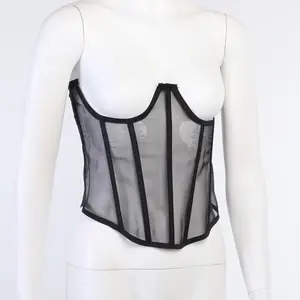 Wholesale Sexy Bandage Back Strapless Women Corset Sexy Mesh Tube Corsets Tops for Women
