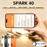Smartphone 5G SPARK 40 Android 16, 22 Go + 1 To, Dernière Version 2026, Écran Perforé 7,3 Pouces avec Reconnaissance Scénique IA, Durable et Fiable, GSM